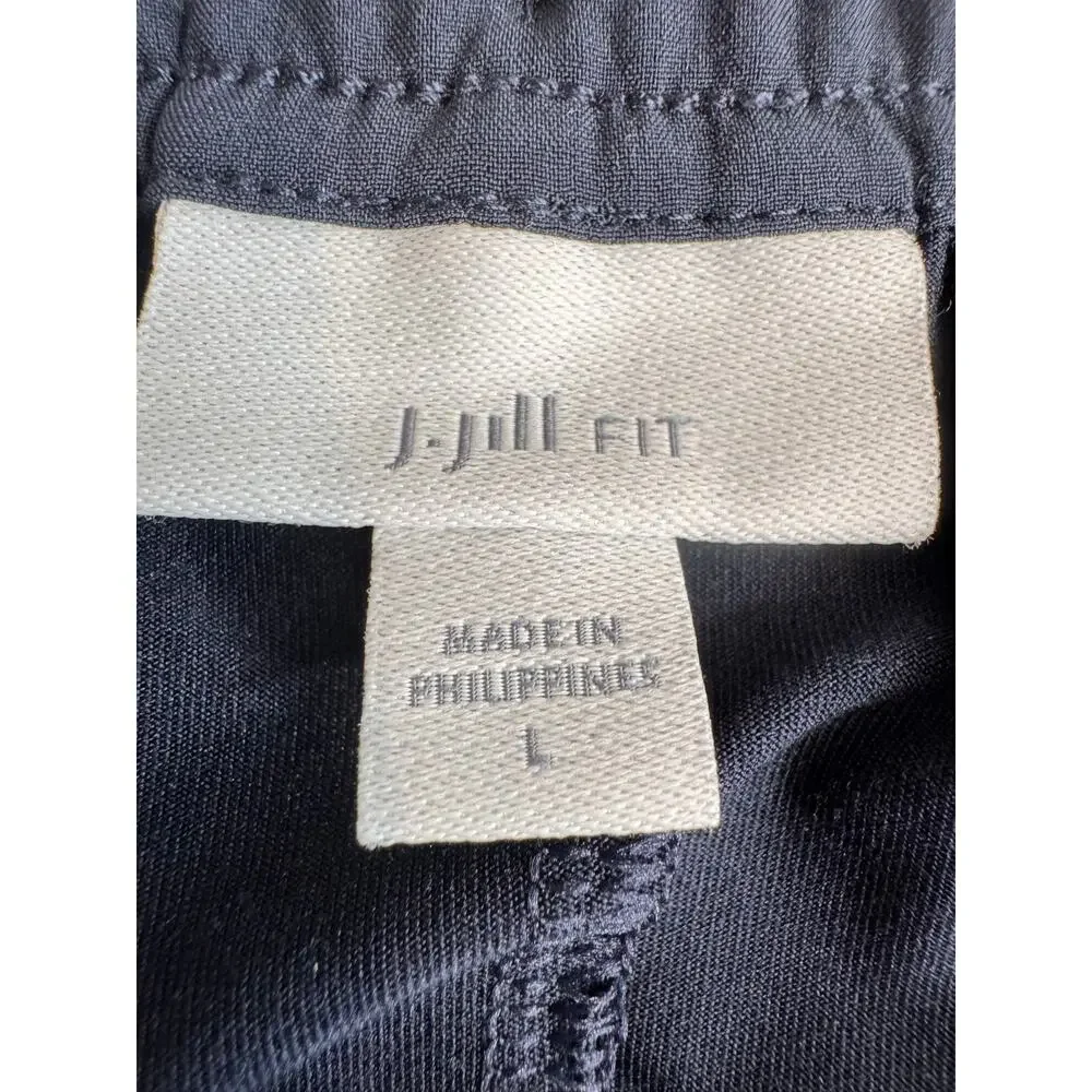 J. Jill skort Navy with white side stripes elastic tie waist stretch knit Sz L